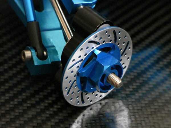 GPM RACING ALUMINIUM 12MM RADMITNEHMER (BLAU) MIT BREMSSCHEIBE TT-01 & TT-02 ETC