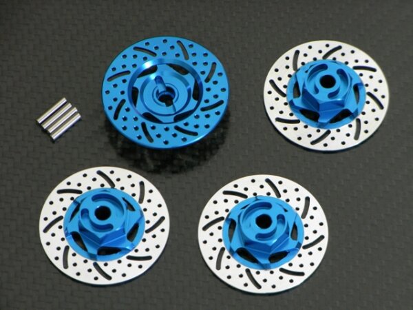 GPM RACING ALUMINIUM 12MM RADMITNEHMER BLAUSILBER MIT BREMSSCHEIBE TT-01 & TT-02