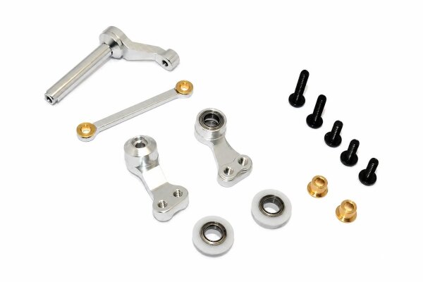 GPM RACING KUGELGELAGERTE ALUMINIUM LENKUNG (SILBER) FÜR TAMIYA CC-01 MODELLE